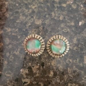 Green and Brown Clip on Earrings